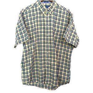 Pendleton Men's Yellow Green Plaid Button Down Short Sleeve Shirt Size Large